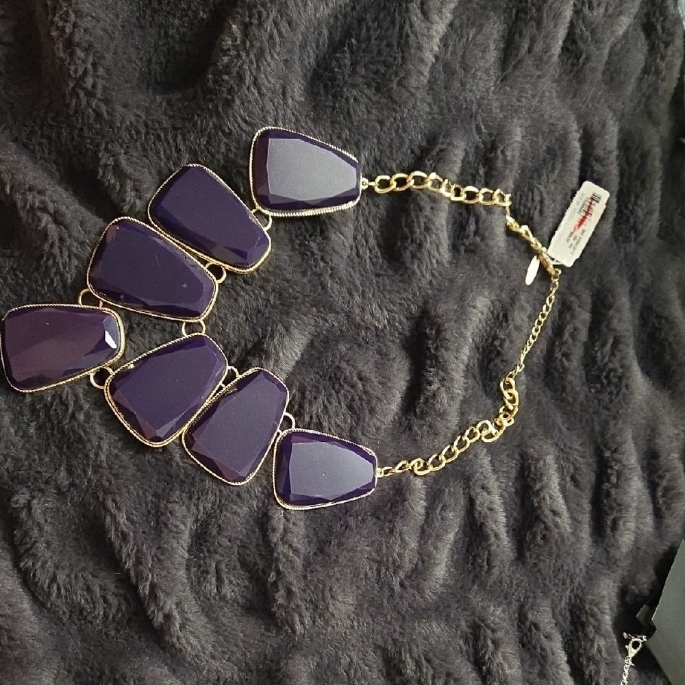 New York & Company Purple and Gold Necklace